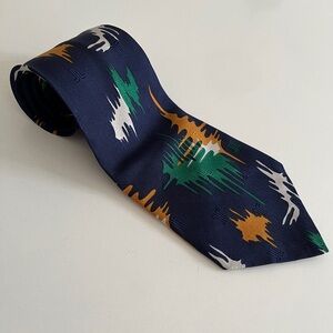 VINTAGE Lanvin Paris Pure Silk Necktie Kipper Style 70's Abstract Design Luxury